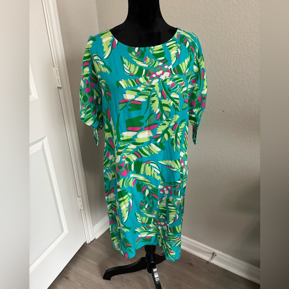 Escapada‎ Ladies Turquoise Celery Jungle 3/4 Sleeve Susan Tunic Size Large